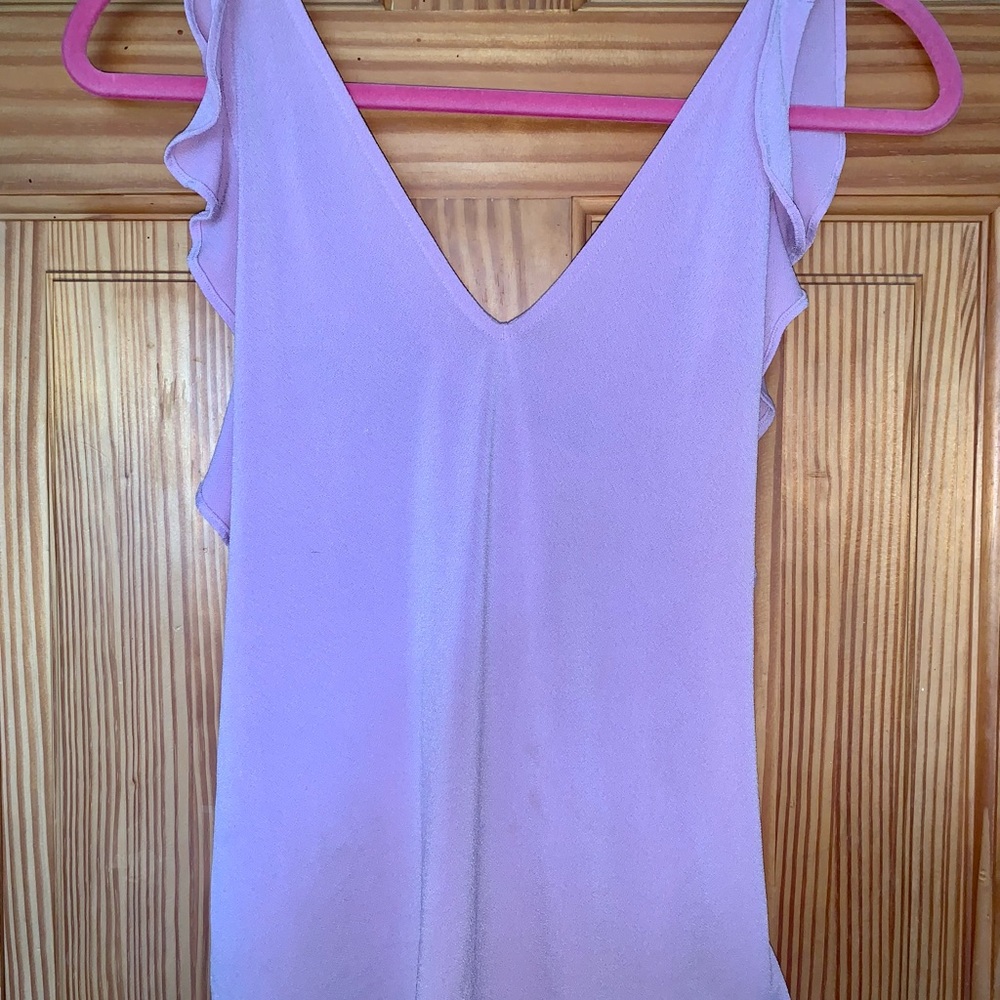 Banana Republic Light Pink V Neck Sleeveless Tank XS Flutter Sleeve & Cross Back